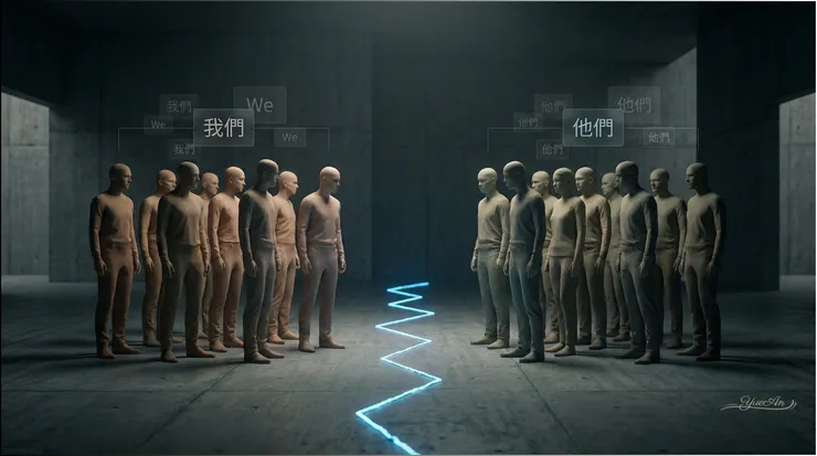 心理學「最小團體效應」圖解：研究證實，即使只是隨機劃分界線，人類也會本能地產生「我們」與「他們」的對立感。