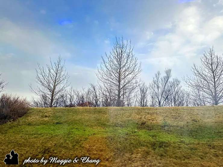機場往市區的路上天忽然開了,出現一片藍天綠地的美麗景致