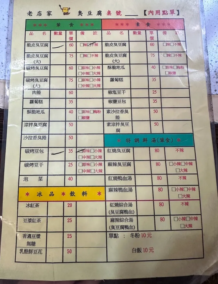 菜單，以特色小吃來說非常多選擇