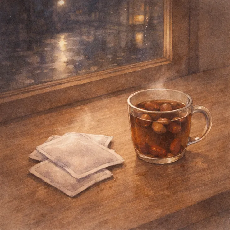 我把心放回來（桂圓紅棗茶、暖暖包）。〈本章節插圖意象示意圖由AI協助生成。〉