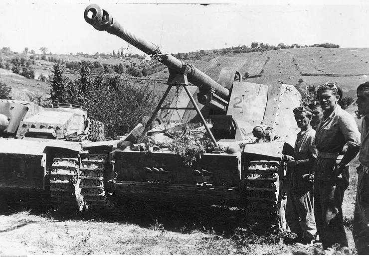 1944年8月，在義大利哥德防線某處戰鬥期間，波蘭第二軍團士兵捕獲了犀牛式驅逐戰車。