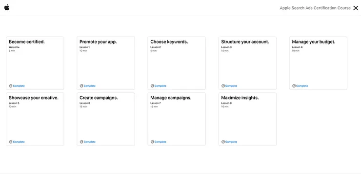 認證課程一共分為8個部分