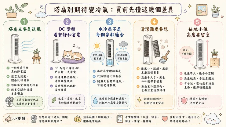 💡 塔扇別期待變冷氣:買前先懂這幾個差異