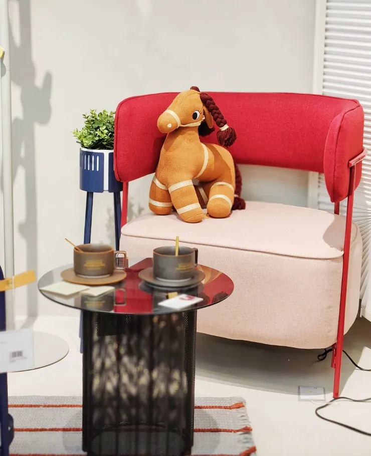 丹麥傢具品牌Hübsch 北歐拚色單人沙發