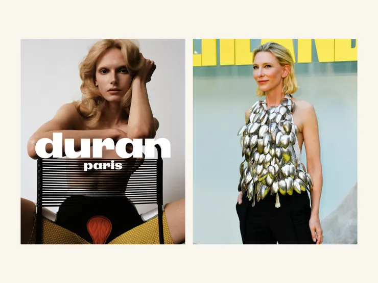 （左至右）Duran Lantink 2025春夏系列、Cate Blanchett身著Hodakova。［photo_instagram @duranlantinkyo］
