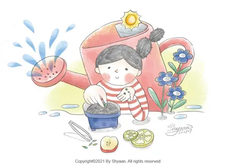 我的種子盆栽(鉛筆+電繪)