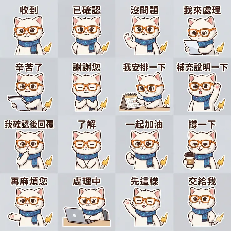 💼🤍 LINE貼圖｜職場 × 療癒平衡版