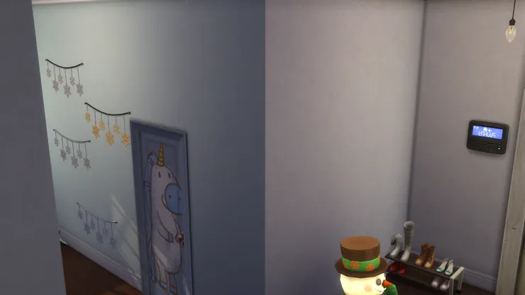 右邊是男孩子的房間,所以門是淺藍色。