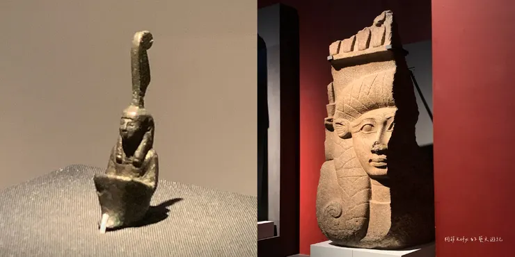 左：瑪特女神蹲姿雕像｜右：哈索爾柱冠