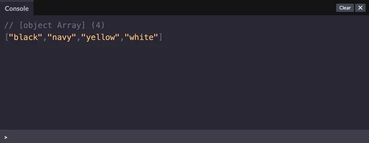 可以看見我們的bestColors array最後多了新增的'white'。