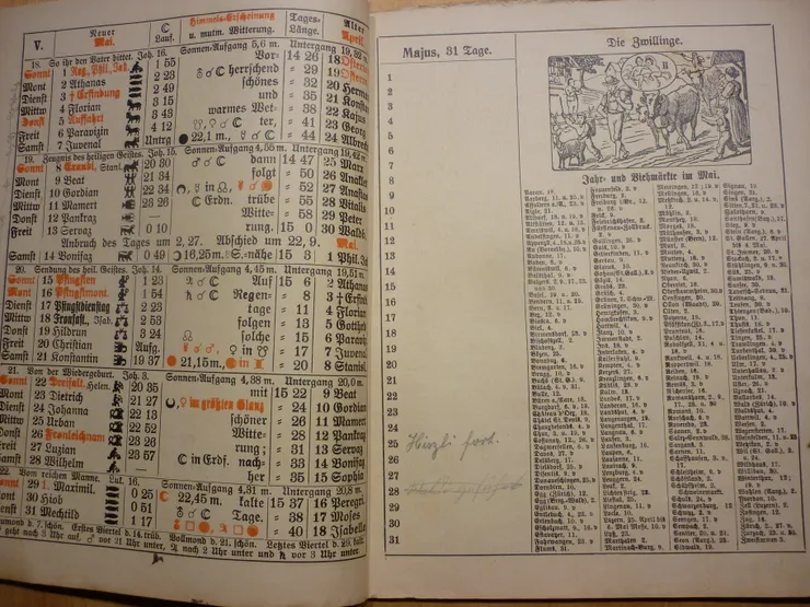 年曆內頁，右頁為市集時間地點。攝影／辛為德