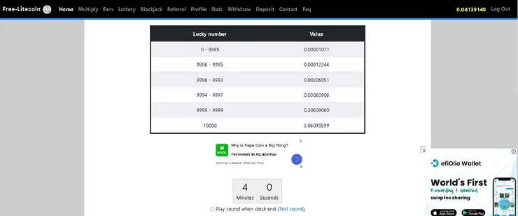 此圖為幣雕 Litecoin 點賺的首頁