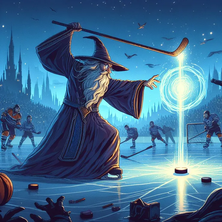 在冰上施法的魔法師