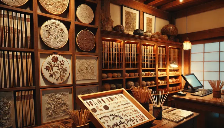 筷子店中的蕾絲刺繡片專賣區,不得不說這張真的跟夢境裡極為相似!- By ChatGPT