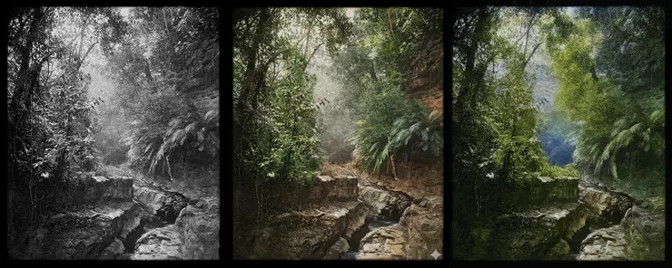 從左至右:我用 Photoshop 手工修復|Gemini 上色|我用 Photoshop 手工上色