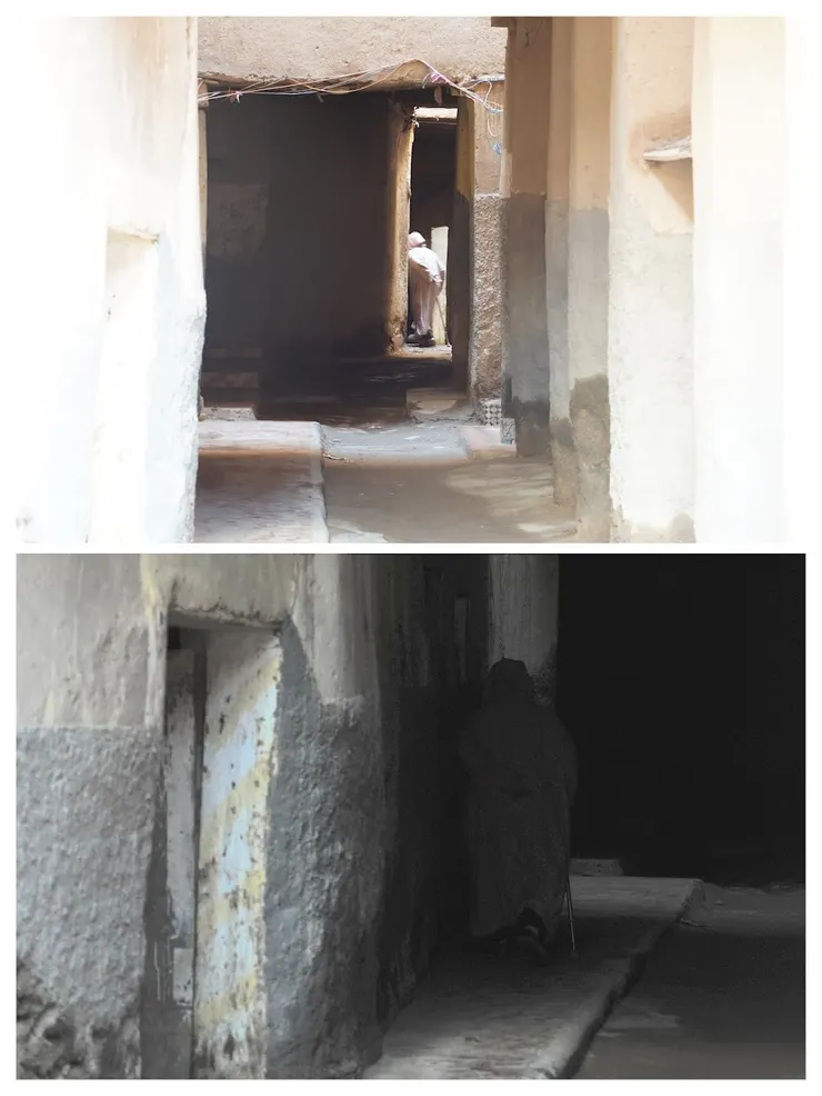 一樓是公共空間和通道， 可是通道陰暗泥濘， 還能嗅到動物排泄物氣味。