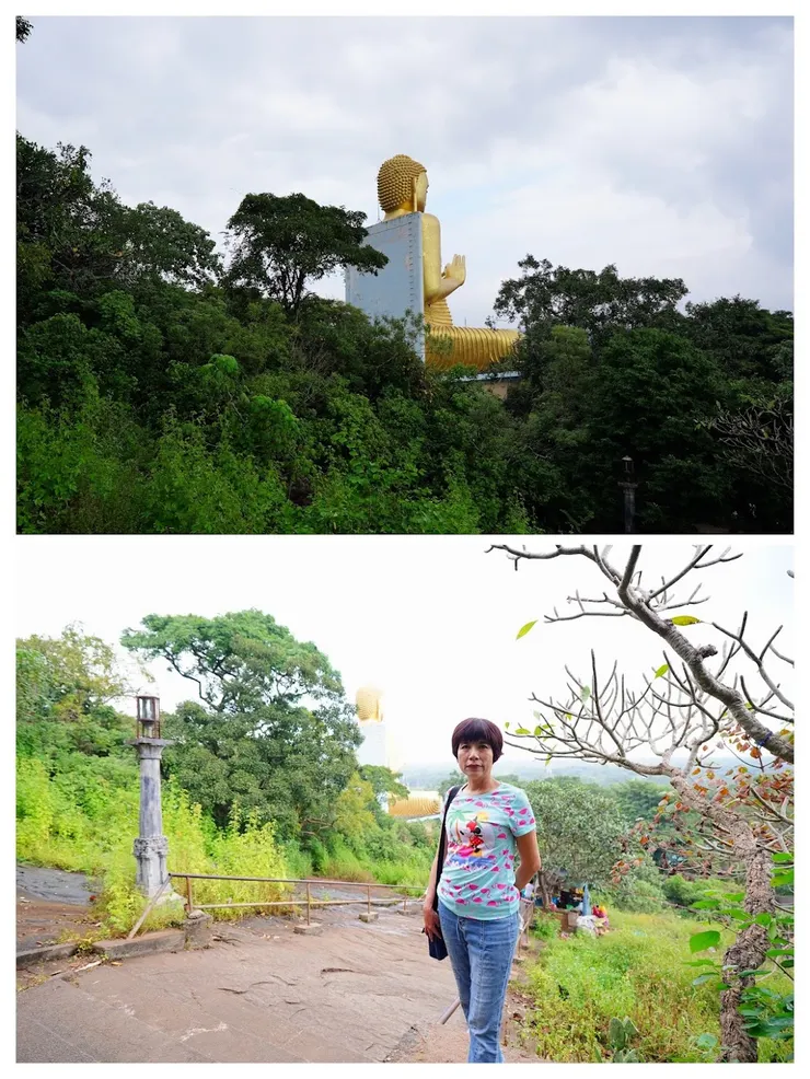 下山途中看見閃閃發亮的金佛側面
