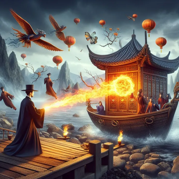 毀滅者發出火球術炸中當成會議室的畫舫。