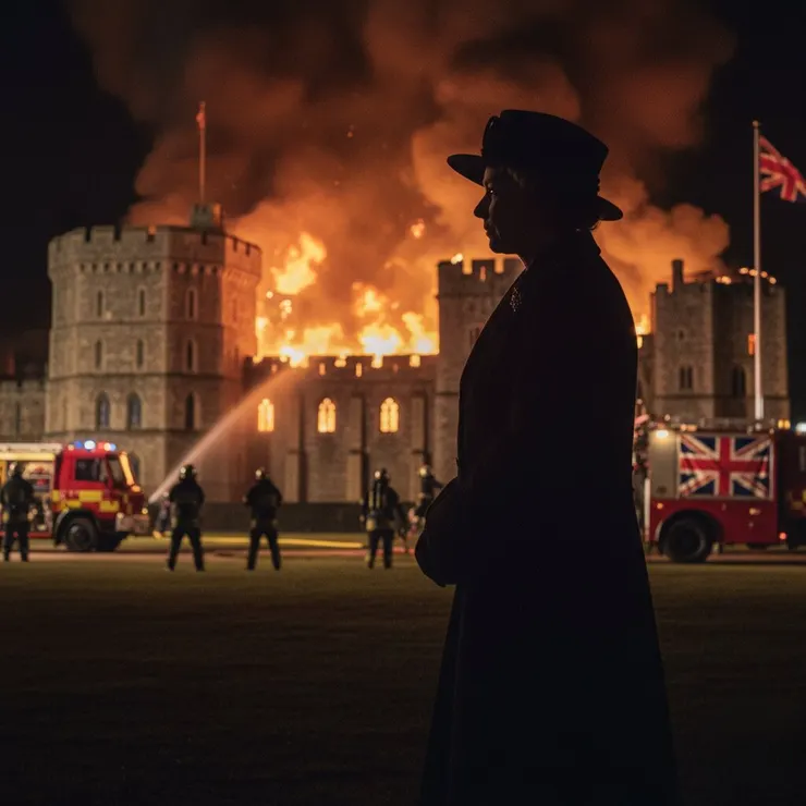 AI示意圖：1992年溫莎城堡火災(來源：AI生成圖)