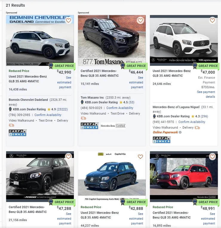 2021 BENZ GLB35價格