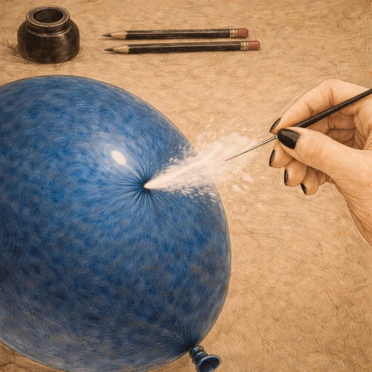 針尖刺破氣球前的薄膜爆發張力