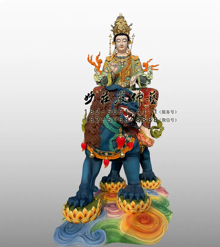 銅雕文殊菩薩塑像