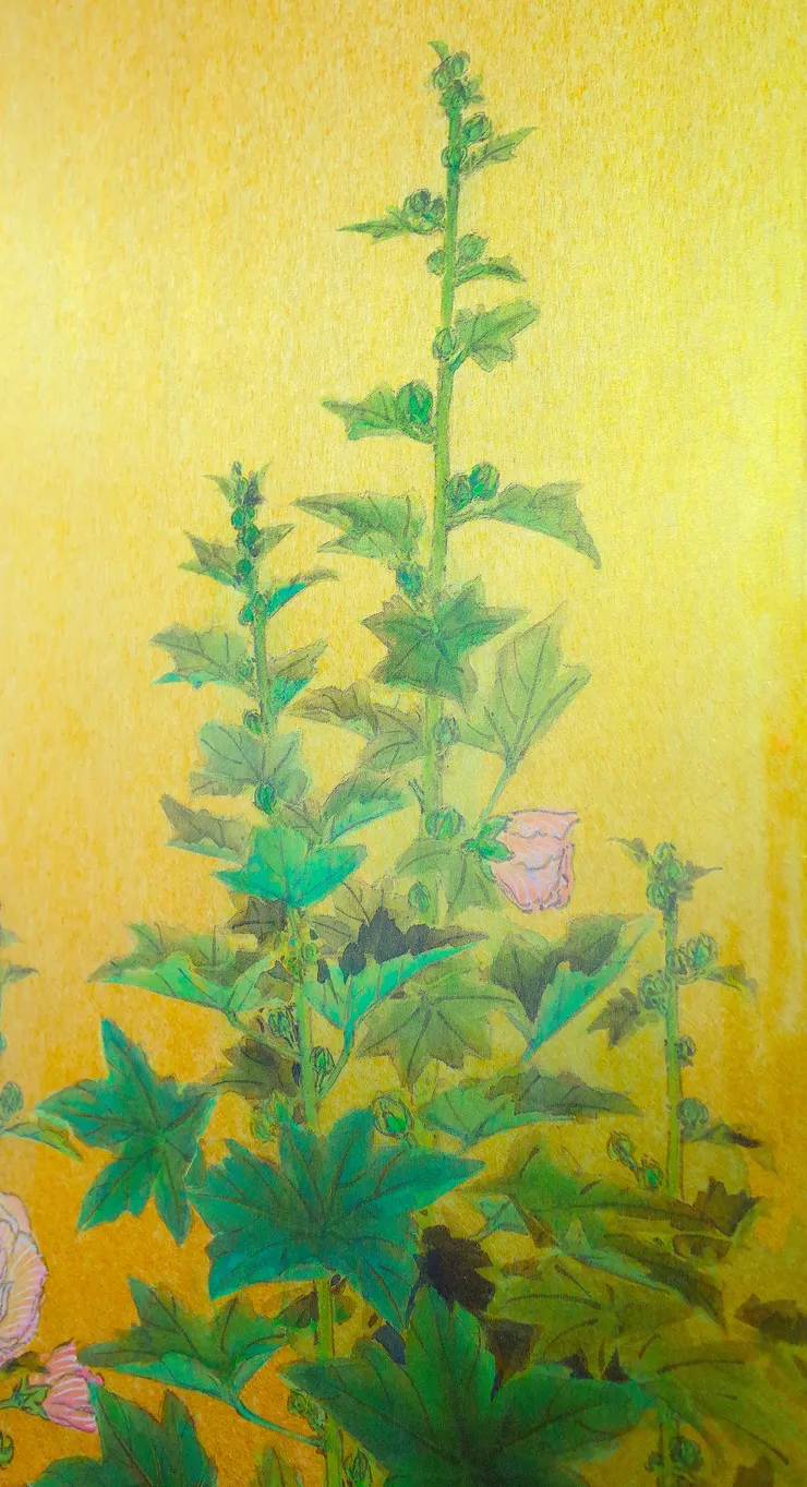 〈夏日閑庭〉局部－蜀葵