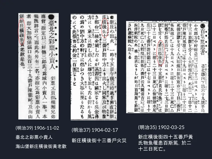 日日新報上,提到橫後街的報導僅有三篇。