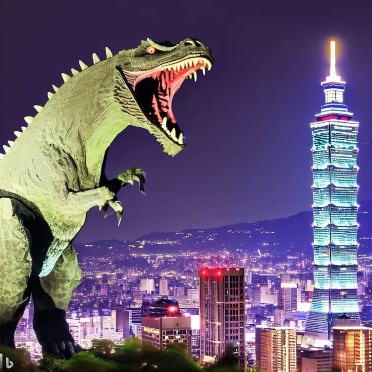 使用微軟AI(Bing)畫出來的信義哥吉拉與101