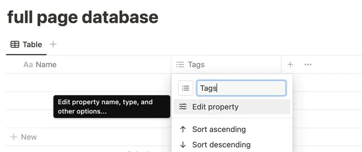 按Edit property 可以調整欄位屬性