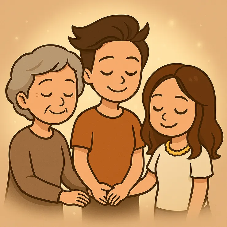 她現在應該很開心地跟外婆在一起吧~ 就像以前我們三個人一起吃東西、聊天一樣。 只是偶爾,還是會飄回來偷偷看看我們有沒有乖, 有沒有好好生活、好好照顧自己。 放心啦!我們都有乖乖的,而且— 我們真的超級、超級愛妳喔!