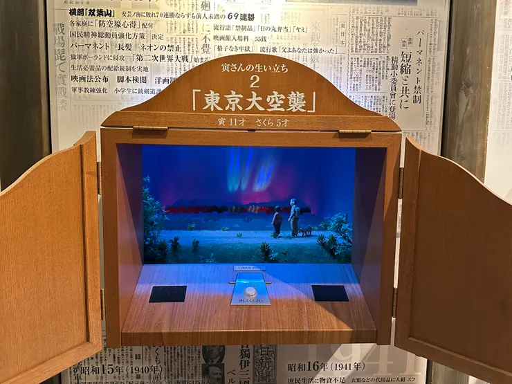 紀念館首先是以木偶箱介紹寅次郎的前半生