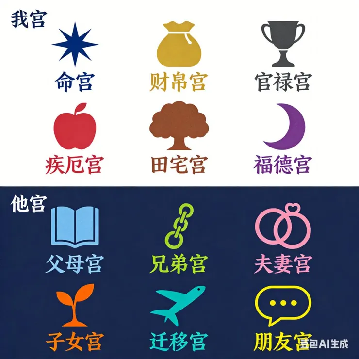 飛星四化紫微斗數12宮位的我宮跟他宮