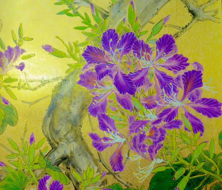 〈窗外一瞥〉局部－艷紫荊