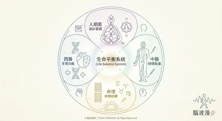 「生命平衡系統」簡潔線條圖