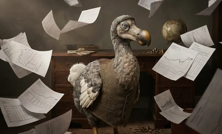 度度鳥冷靜看著複雜的金融走勢圖