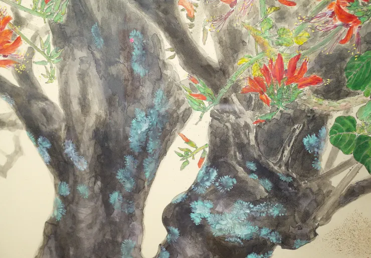 〈莿桐花開〉局部－樹幹