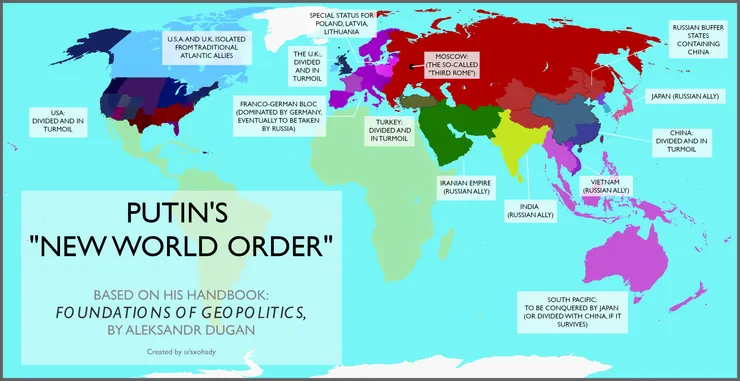 普丁的新世界秩序(杜金至少在一開始支持中國關外各地獨立...)