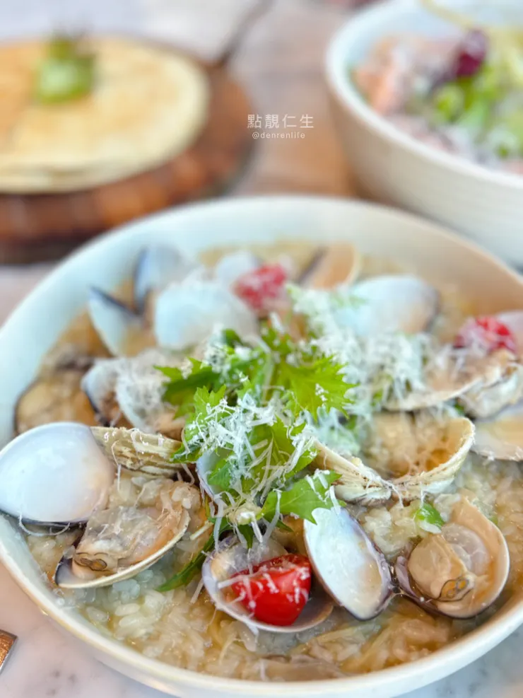 想林口｜干貝蛤蜊絲瓜奶油燉飯 點的時候沒注意到有白酒 孕婦只能淺嚐惹