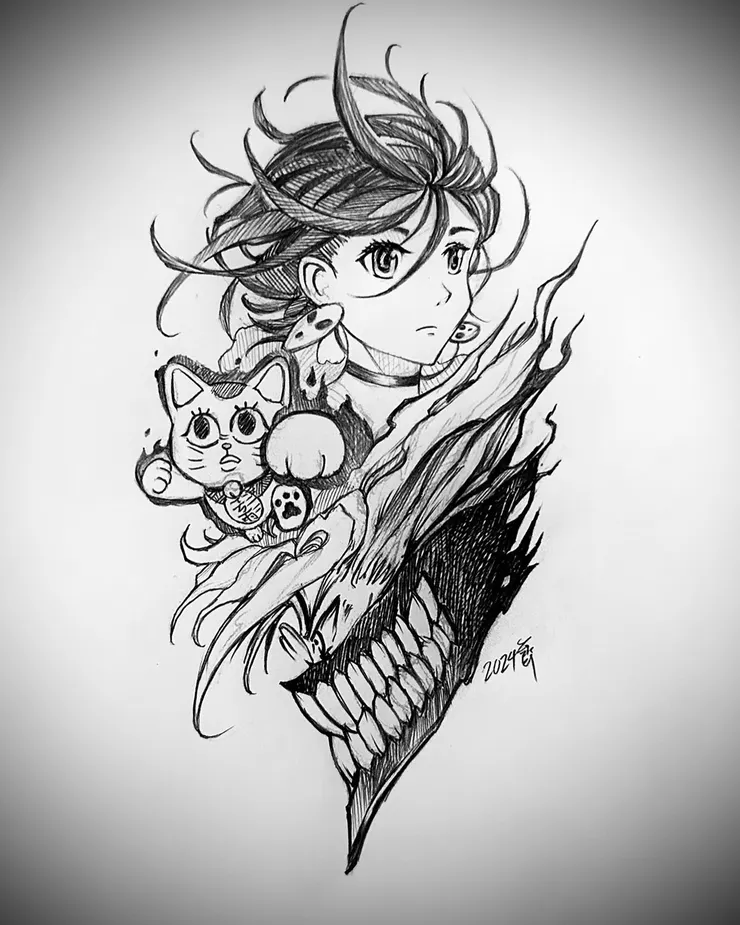 ダンダダン 膽大黨－凱克刺青子齊線稿