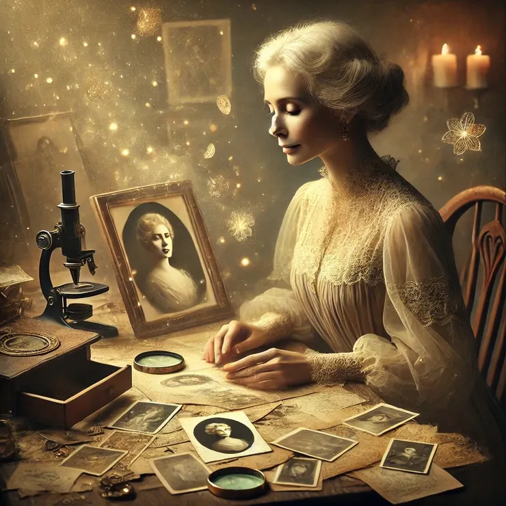 As Jane placed it under her aged magnifying glass, the colors danced like sunlight on water. Shadows softened into whispers, and she felt a strange warmth radiate from the child's gaze, a connection transcending time.