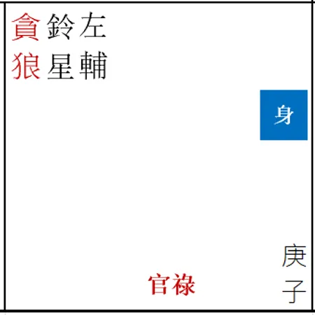 圖2. 紫微斗數盤 - 宮位放大