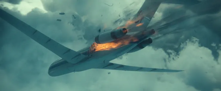 開頭看金斗植可以飛在高空,甚至追上飛機,顯示他的飛行能力絕對比笨拙的金奉皙強大許多。然而,那麼厲害的他,即便力挽狂瀾,依舊無法阻止這場驚心動魄的飛機爆炸。