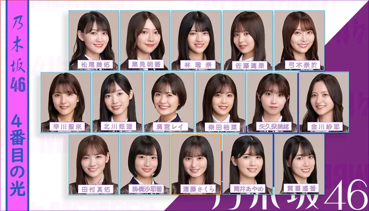 「4番目の光」陣型，前二排為十一人錄音版陣型