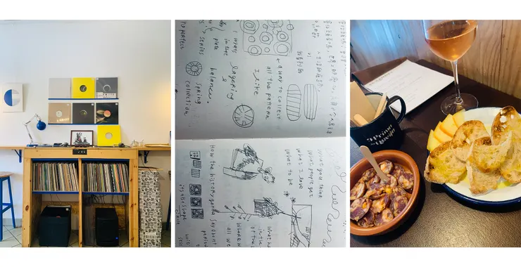 咖啡廳裡黑膠的角落、在moleskine上的思考紀錄、犒賞自己的酒和起司燻肉