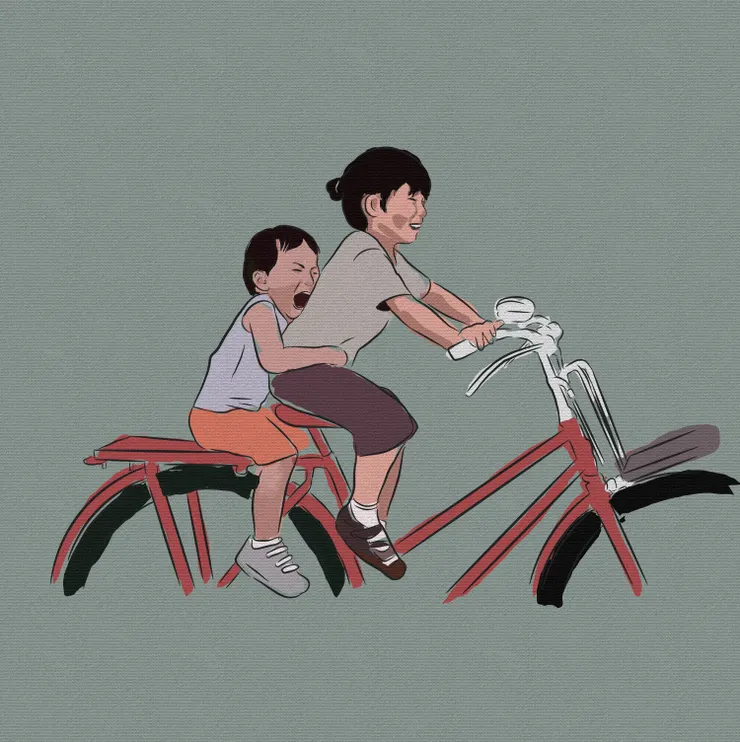 馬來西亞檳城很著名的壁畫--姐弟騎