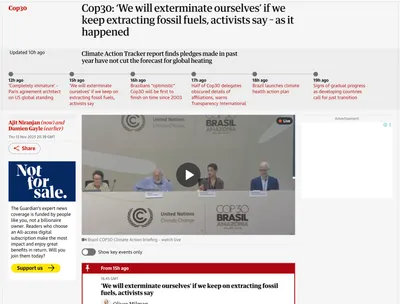 環保人士表示，如果我們繼續開採化石燃料，「我們將自我毀滅」。