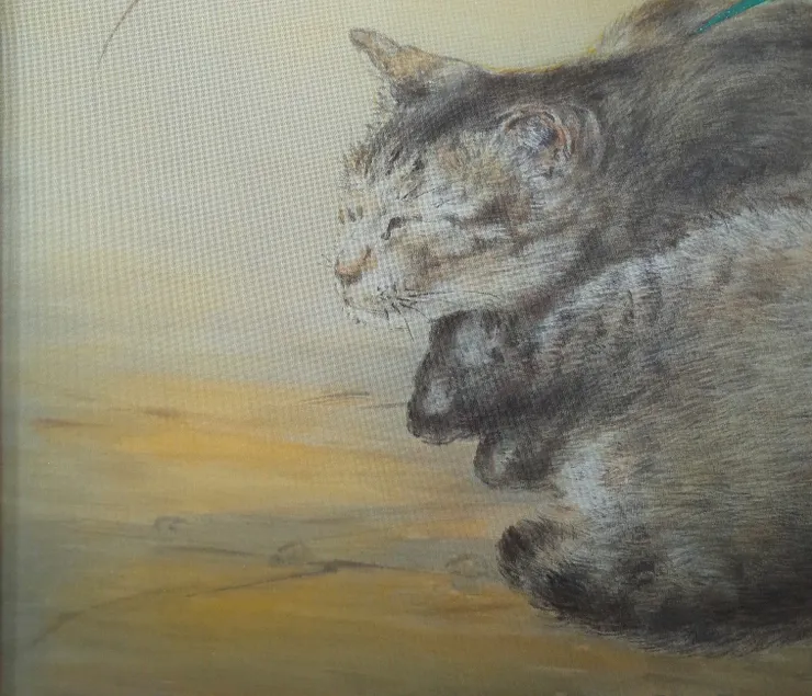 〈蘭圃春深〉局部－貓