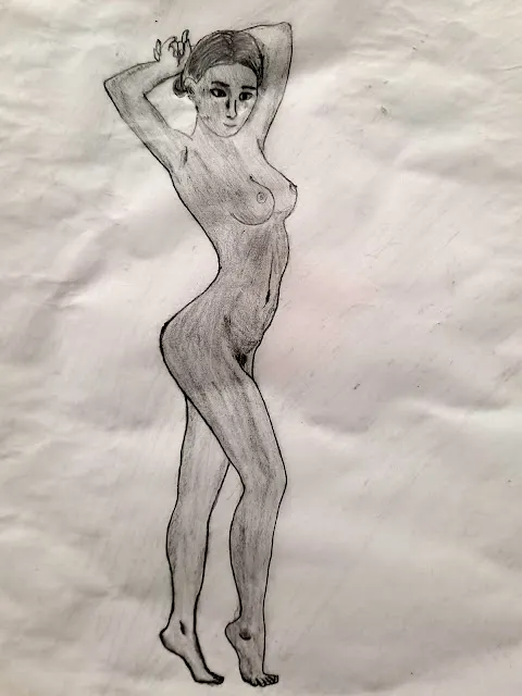 圖4:我自己手繪的美女圖。即使引用CC0圖片,仍難免有風險。使用美女圖片最安全又免費的方法,當然是自己畫囉!