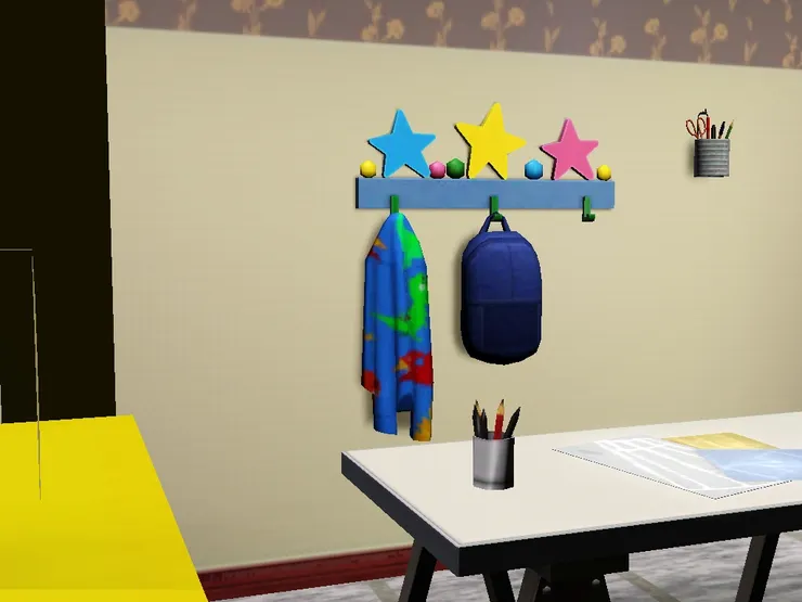 可愛的掛鈎讓平實的房間帶些色彩。